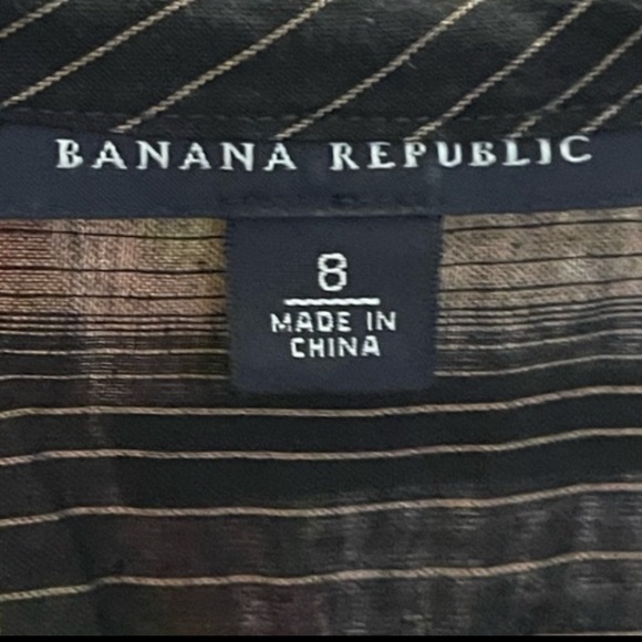 ✨Banana Republic Black Brown Striped Sleeveless Pleated Midi Dress - Size 8 - Picture 3 of 3